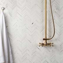 Alaska White 1/2"x4" Herringbone Polished Marble Mosaic Tile