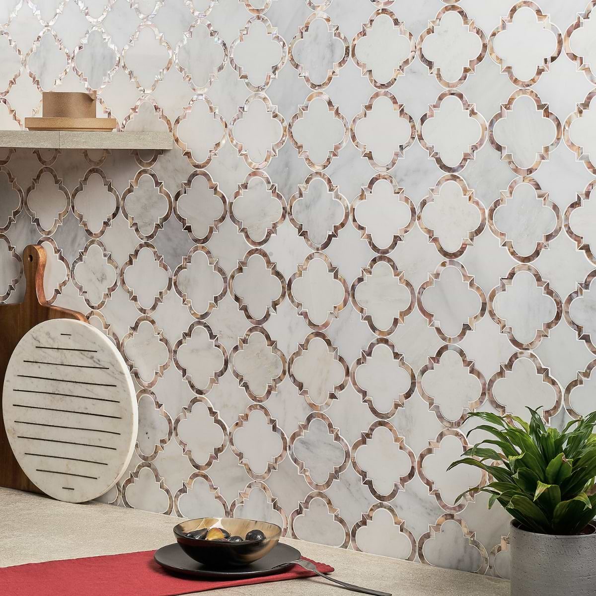 Buy Cassie Chapman Eva White 4 inch Polished Marble & Mother of