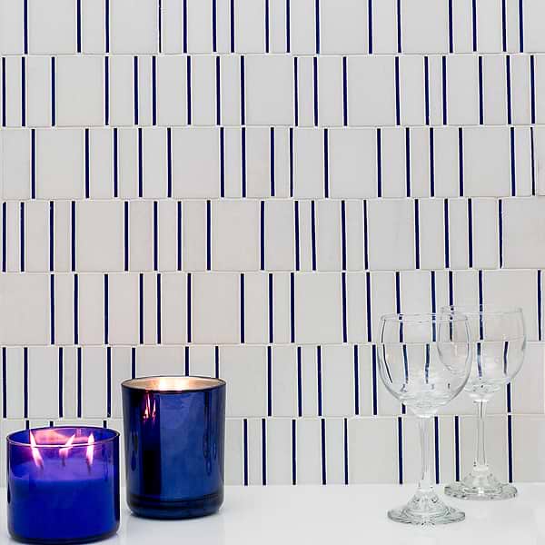 Sky's The Limit Blue and White Marble & Glass Polished Mosaic Tile by Kerrie Kelly