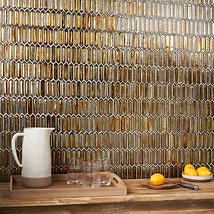 Komorebi Picket Firefly Gold 1x3 Polished Glass Mosaic Tile