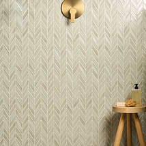 Brookline Chevron Celadon Green 1x5 Glossy Ceramic Mosaic Tile