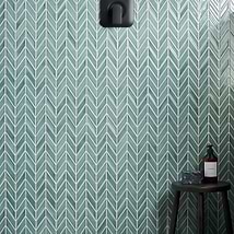 Brookline Chevron Marine Blue 1x5 Glossy Ceramic Mosaic Tile