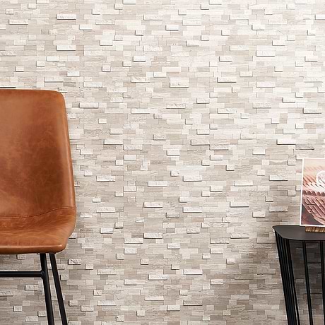 Mini Brick LPS Wooden Beige Peel & Stick Self Adhesive Polished Stone Mosaic Tile