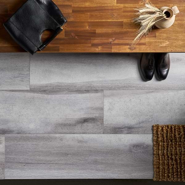 Woodcrete Silver Gray Rigid Core Click 12x48 Luxury Vinyl Tile