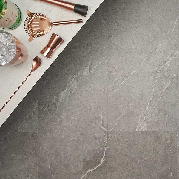 Optoro Chauny Marble Dark Beige 28mil Wear Layer Rigid Core Click 12x24 Luxury Vinyl Tile