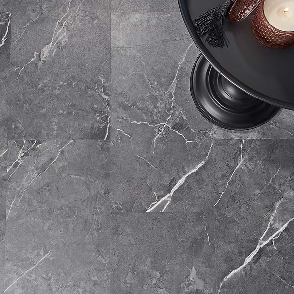 Optoro Chauny Marble Dark Gray 28mil Wear Layer Rigid Core Click 12x24 Luxury Vinyl Tile