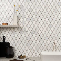 Imperial Cumulus Cloud White Blend Polished Marble Mosaic Tile