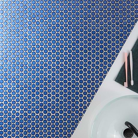 Nirvana Midnight Blue 1" Penny Round Polished Porcelain Mosaic