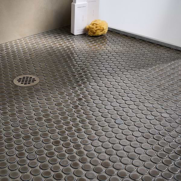 Nirvana Dark Gray Rimmed 1" Circle Polished Porcelain Mosaic Tile