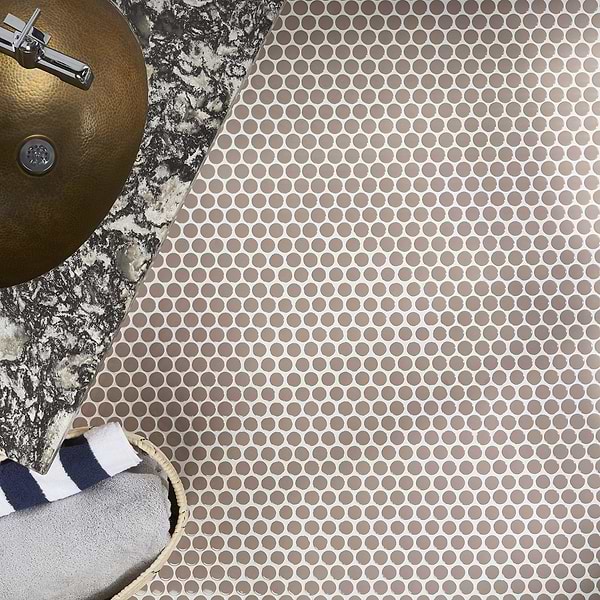 Paradise Firma Beige 1" Penny Round Polished Porcelain Mosaic