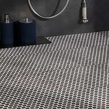 Eden Pavement Gray Rimmed 1" Penny Round Polished Porcelain Mosaic