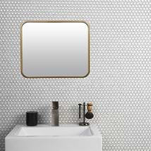 Eden Winter White 1" Penny Round Polished Rimmed Porcelain Mosaic