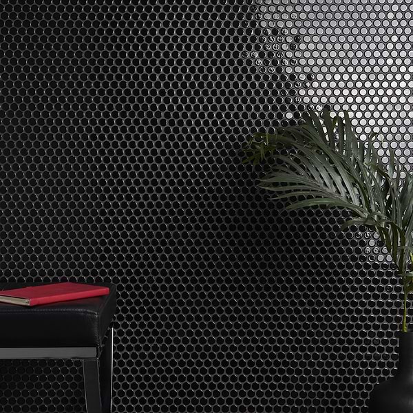Eden Black 1" Penny Round Polished Porcelain Mosaic
