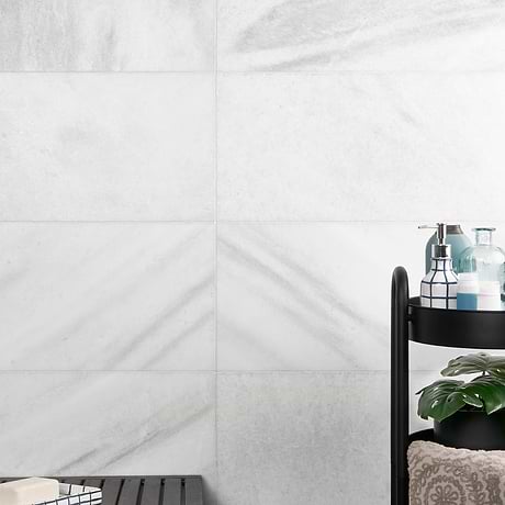 Biarritz White 12x24 Honed Marble Tile