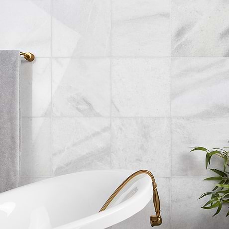 Biarritz White 12x12 Polished Marble Tile