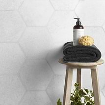 Snow White 10" Honed Marble Hexagon Tile