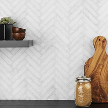 Snow White 1x4 Herringbone Honed Marble Mosaic