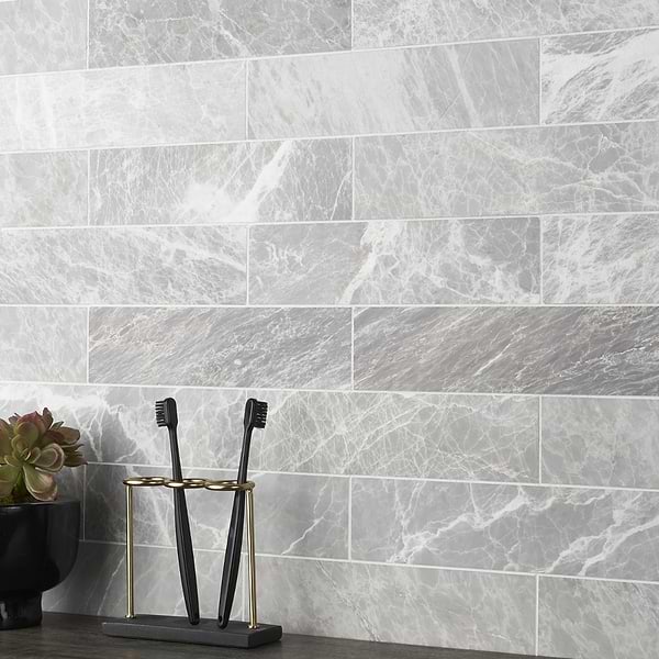 Nordic Gray 2.5X10 Satin Marble Tile