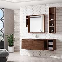 James Martin Vanities Mantova Mid-Century Walnut 48" Floating Vanity without Top