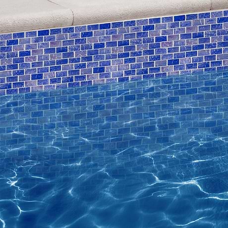 Watercolors Iridescent Sea Blue 1X2 Brick Glass  Mosaic