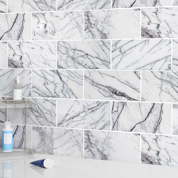 Lilac White 6x12 Honed Marble Tile