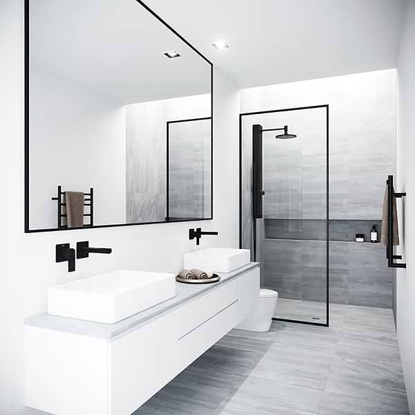 Finestra 34x74" Reversible Fixed Shower Door with Clear Glass in Matte Black