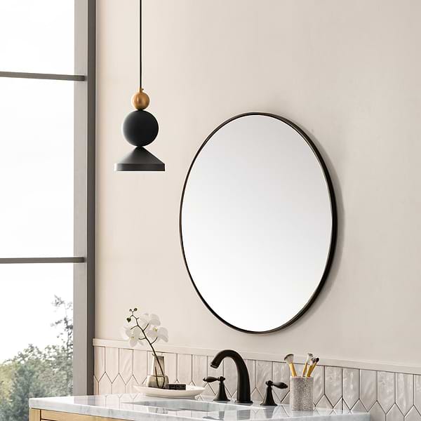 James Martin Vanities Rohe Matte Black 30" Round Mirror