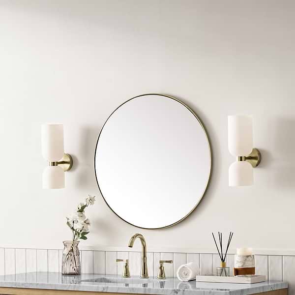 James Martin Vanities Rohe Champagne Brass 30" Round Mirror
