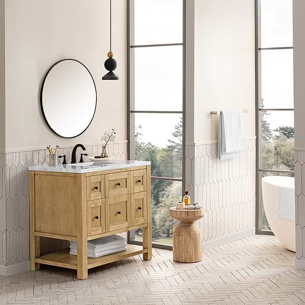 James Martin Vanities Breckenridge Light Natural Oak 36" Single Vanity with Carrara Marble Top