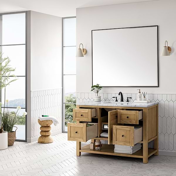 James Martin Vanities Breckenridge Light Natural Oak 48" Single Vanity with Carrara Marble Top