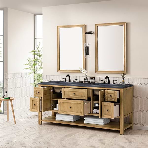 James Martin Vanities Breckenridge Light Natural Oak 72" Double Vanity with Charcoal Soapstone Quartz Top