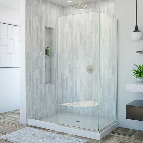 DreamLine Linea 34x30x72" Reversible Double Adjacent Screen Enclosure with Clear Glass in Brushed Nickel