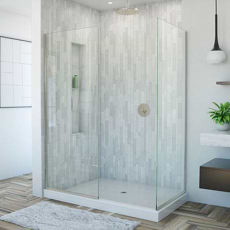 DreamLine Linea 34x30x72" Reversible Double Separate Screen Enclosure with Clear Glass in Brushed Nickel