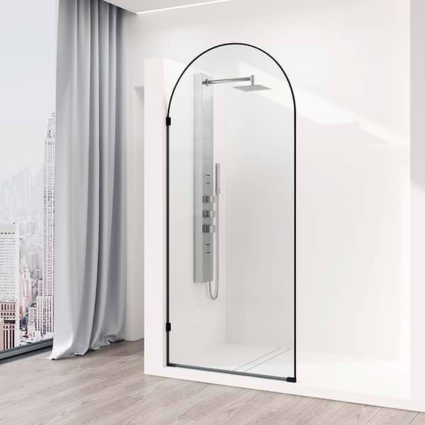 Burke 34x78" Reversible Semi-frameless Shower Screen with Clear Glass in Matte Black