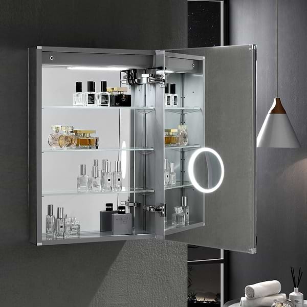 Rory Grooved 24x32" Rectangle Recessed or Wall Mounted Right-Hand LED Medicine Cabinet with Mirror