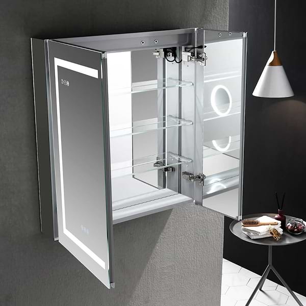 Rory Grooved 30x32" Rectangle Recessed or Wall Mounted LED Medicine Cabinet with Mirror