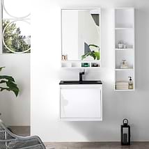 James Martin Vanities Mantova Glossy White 24" Floating Vanity with Charcoal Black Integrated Top