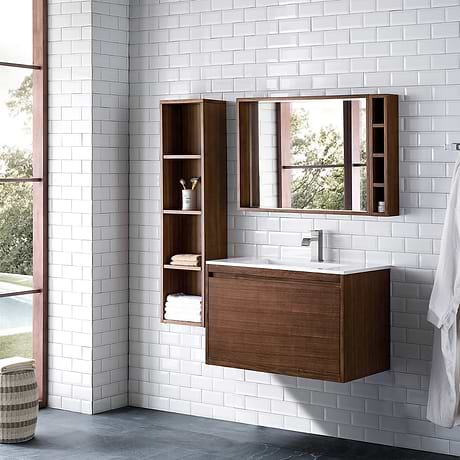 James Martin Vanities Mantova Mid-Century Walnut 32" Floating Vanity without Top