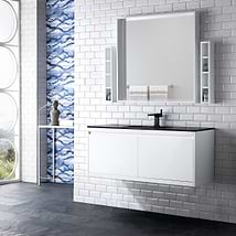 James Martin Vanities Mantova Glossy White 48" Floating Vanity with Charcoal Black Integrated Top