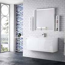 James Martin Vanities Mantova Glossy White 48" Floating Vanity with Glossy White Integrated Top