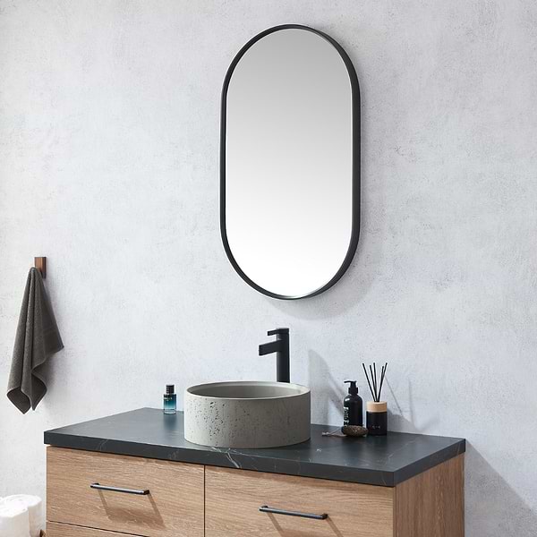 Olinda Brushed Black 20x36" Framed Oval Mirror