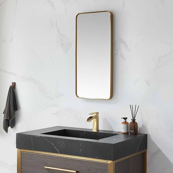 Olinda Brushed Gold 18x36" Framed Rectangle Mirror