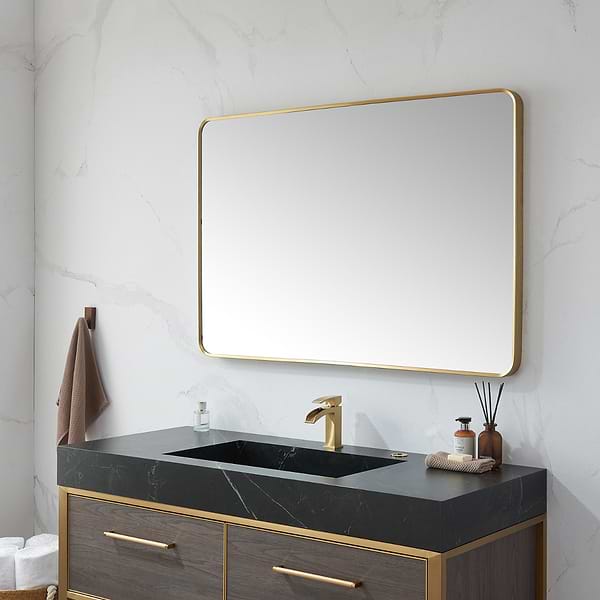 Olinda Brushed Gold 48x32" Framed Rectangle Mirror