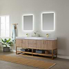 Ithica White Oak 72" Double Vanity and Gold Hardware with Atlantic Stone Top
