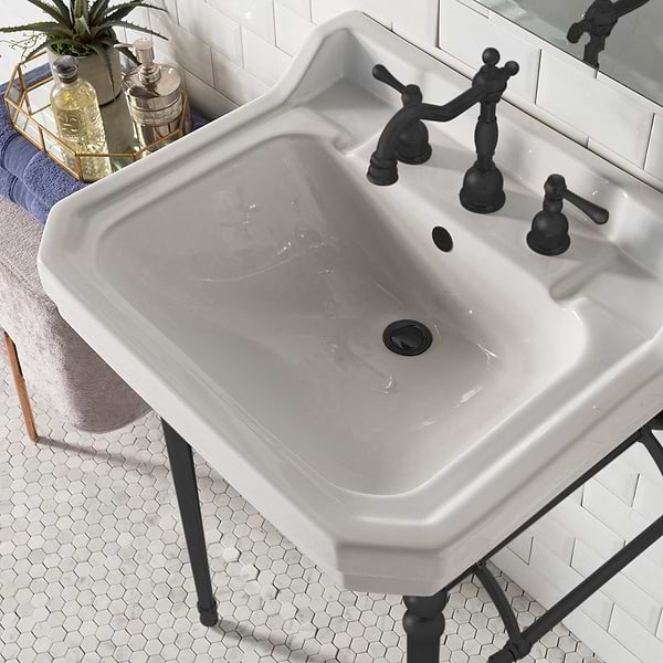 James Martin Vanities Wellington Matte Black 24" Single Vanity with Integrated White Porcelain Top