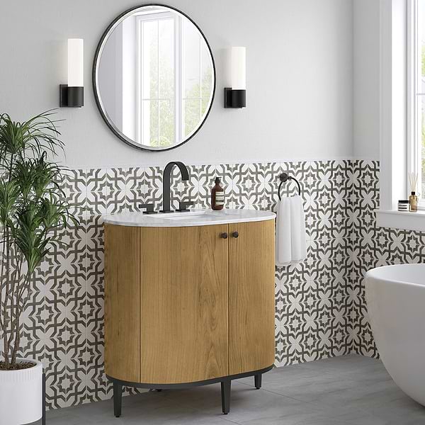 James Martin Vanities Bellamy Rustic Oak 36" Single Vanity with Carrara Marble Top