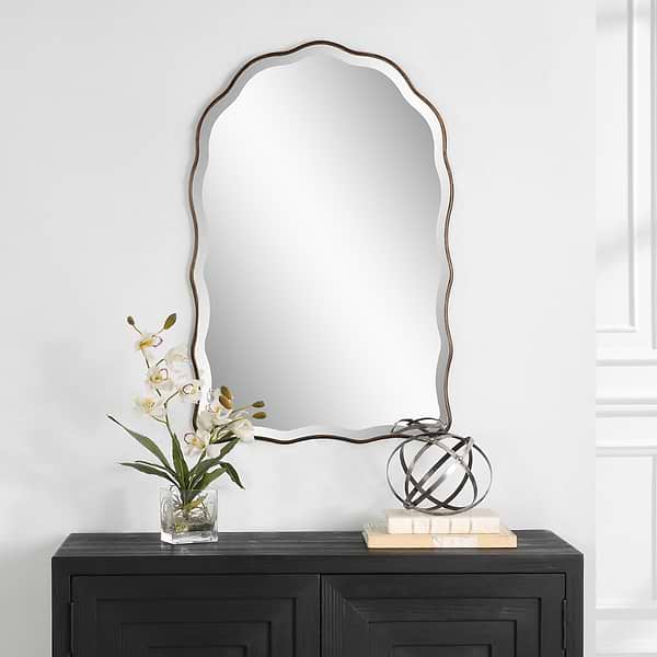 Zivos Bronze 24x36" Wavy Arched Mirror
