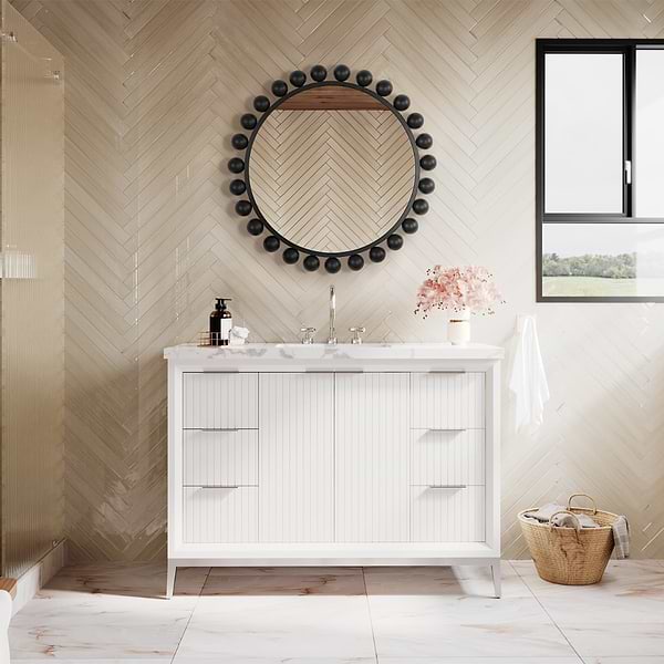 Orly Matte Black 34" Round Mirror
