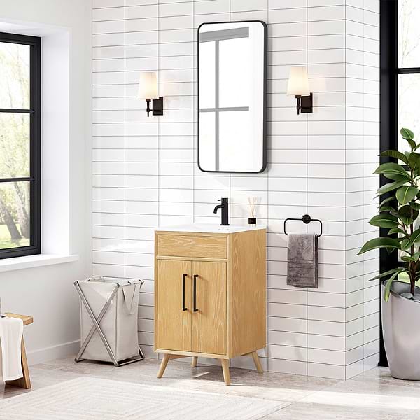 Adelle Blonde Oak 20" Single Vanity with White Ceramic Top