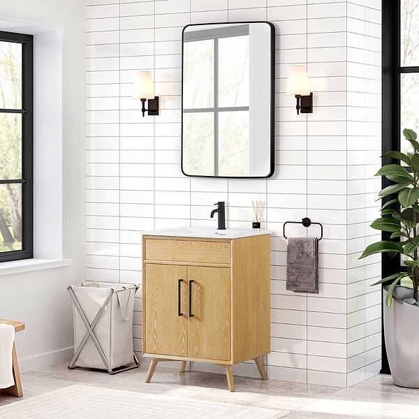 Adelle Blonde Oak 24" Single Vanity with White Ceramic Top